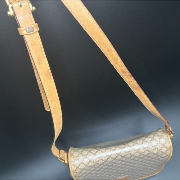 CELINE Macadam Crossbody Bag Shoulder Bag Beige/Brown PVC Leather Pre-owned‎ - Picture 4 of 10